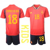 Maglie da calcio Spagna Jordi Alba #18 Prima Maglia Bambino Mondiali 2022 Manica Corta (+ Pantaloni corti)